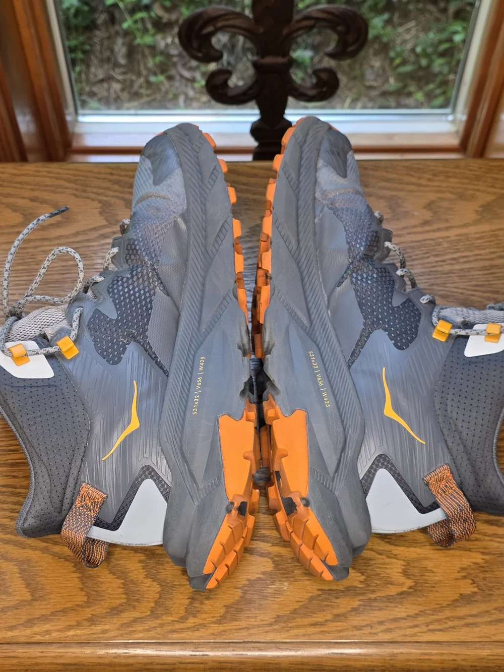 Hoka Men's Gray and Orange Trail Boots Sz 10